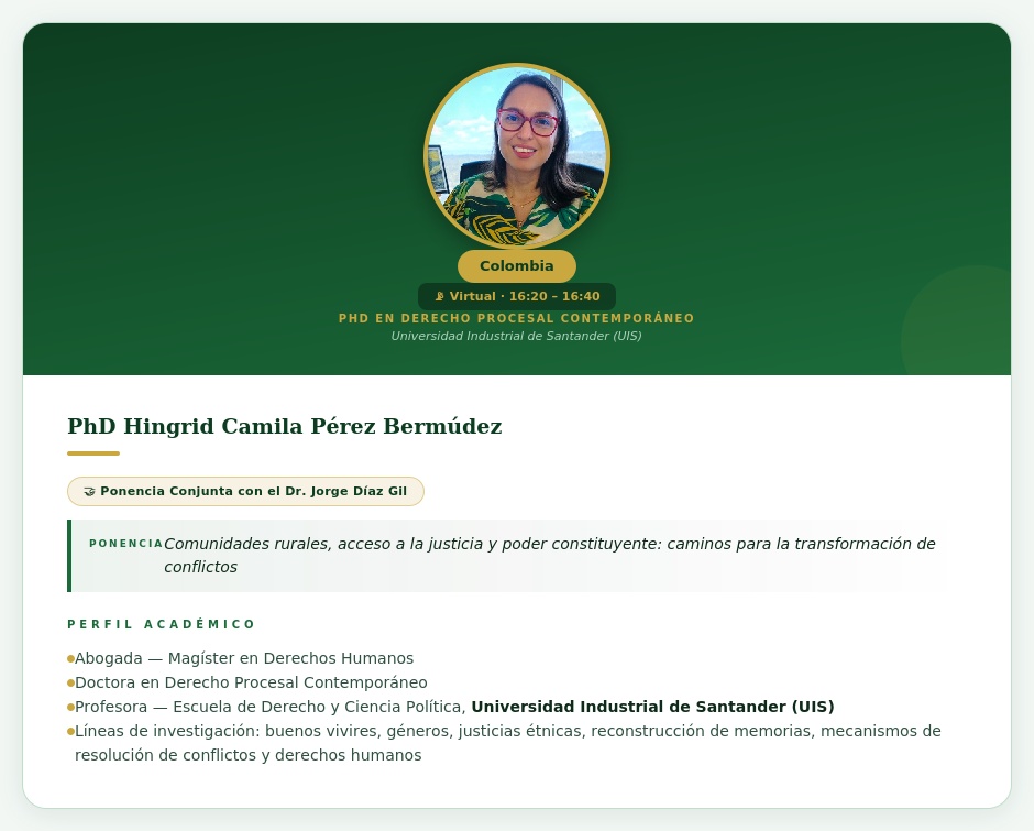PhD Hingrid Camila Pérez Bermúdez